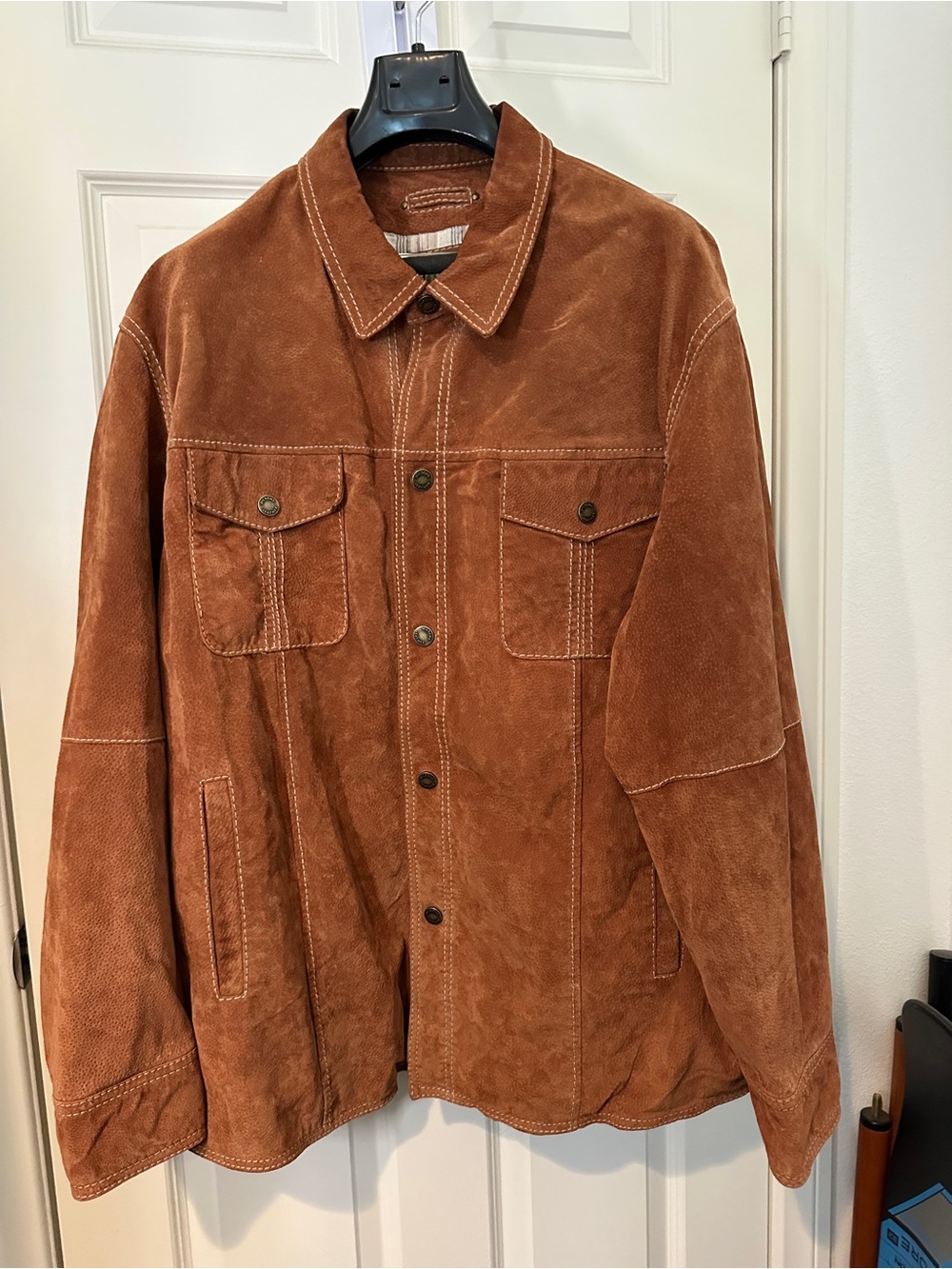 Vintage Wilson’s Mens Brown Suede Button-Up Trucker Jacket XXL